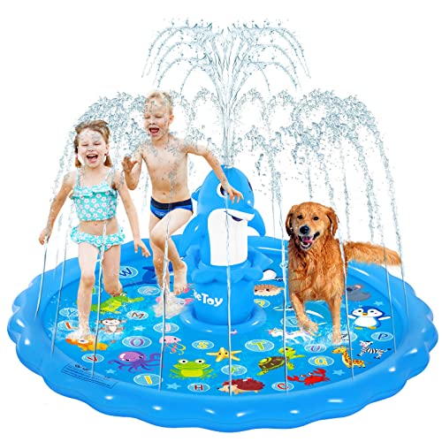  Mademax Upgraded 79 Splash Pad, Sprinkler & Splash Play Mat,  Inflatable Summer Outdoor Sprinkler Pad Water Toys Fun for Children,  Infants, Toddlers, Boys, Girls and Kids : Toys & Games