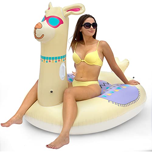 Timoo Llama Float Pool Inflatable Pool Float for Adults Kids, Giant Floatie Ride-On Pool Island with Fast Valves, Alpaca Beach Floaties Pool Toy Party Decorations