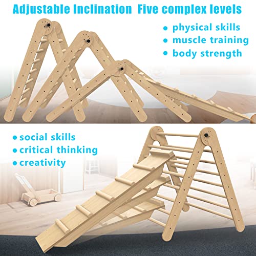 Baoniu Triangle Climbing Toys, Stable Climbing Toys for Toddlers with Climbing and Sliding Ramps, 2 in 1 Foldable Wooden Activity Triangle Climber, Safety Indoor Kids Climbing Toys for Toddlers
